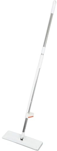 DOITOOL Mop Piatto per Pavimenti Bianco con Testa Extra Larga, Panni in Microfibra Riutilizzabili 2 Pezzi, Struttura in Pp e Acciaio Inox, per Pulizie Domestiche Umido e Secco