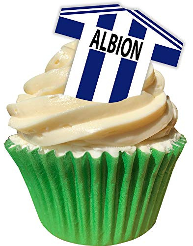 12 Edible T Shirt Decorations - Great for Albion Fans - Perfectly pre-Cut Wafer just pop Them Out the Packaging and top Them on Your Cake - Pack of 12 - by CDA Products Ltd