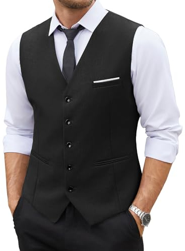 COOFANDY Men's Suit Vest Slim Fit Business Formal Waistcoat Casual Dress Vest