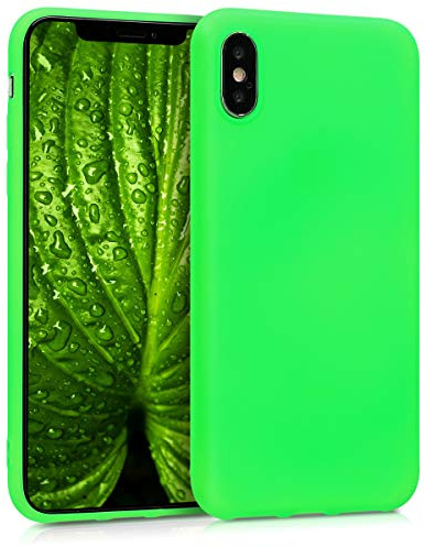 kwmobile Hülle für Apple iPhone X TPU Case - Handyhülle unterstützt kabelloses Laden, Flexible Schutzhülle, gummiertes Cover in Neon Grün
