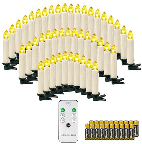 OZAVO 20 candele natalizie a LED, senza fili, con telecomando e batterie, luci natalizie, candele per albero di Natale