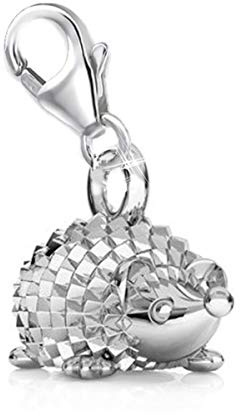 Goldene Hufeisen Mini klein Igel Karabiner Charm Anhänger für Bettelarmband oder Charmkette Charmträger 925 Silber