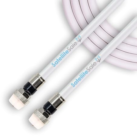 SatelliteSale Digital RG-6/U 75 Ohm Coaxial Cable with F-Type Waterproof Connectors Indoor/Outdoor Universal Wire White Cord 25 feet