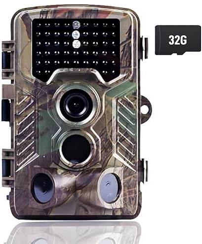 scosao Caméra de Chasse Camera Surveillance étanche 16mp 1080p, avec Vision Nocturne de 82ft/25m Starlight 46 Pcs Infrarouge LED, 3 Mouvement Capteurs, Grand Angle 120°, pour Animaux, Jardin, Ferme