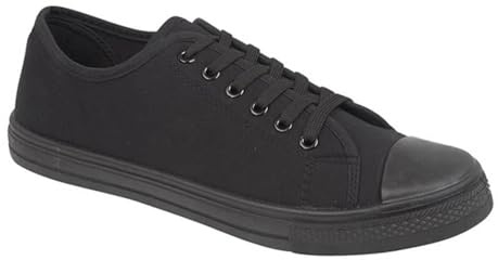 GladRags Baskets basses en toile à lacets pour femme et fille, pointure 36-42, tout noir, 39 EU