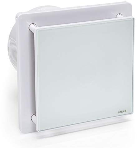 STERR Weißer Badlüfter 150 mm mit TIMER - Badezimmerventilator - Glasfront - Modernes Aussehen - BFS150T - 25 W