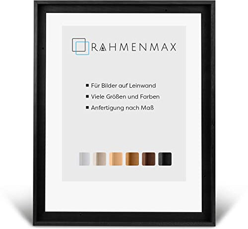 RahmenMax® Luzern Schattenfugenrahmen 50x100 cm aus lackiertem Massiv Holz/Rahmen für Leinwand/Bilderrahmen für Keilrahmen/Leinwandrahmen in Schwarz - Maßanfertigung möglich