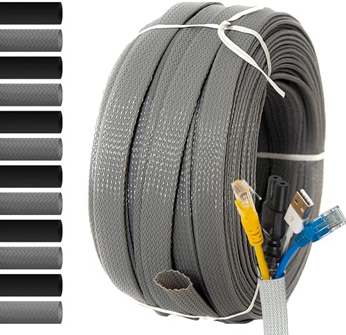 MarketConnect® Guaina Cavi Espandibile Ø 15mm, L 100mt • Raccogli, Proteggi e Nascondi Cavi • GRIGIO • INDUSTRIALE STANDARD