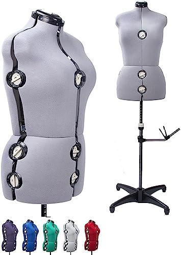 Beyond Your Thoughts Female Adjustable Mannequin Dummy Dress Form with 13 Dials for Sewing Dressmaking Tailors Mannequin Display Costume Grey for 14-20