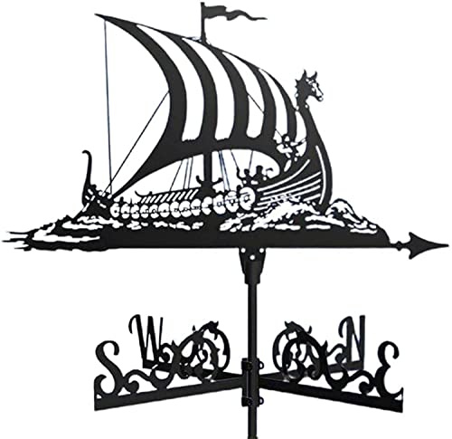 EICOFF Girouette en métal, girouette, indicateur de Direction en Acier Inoxydable décorations en métal scène de Ferme Piquet de Jardin pour Jardin de Toit extérieur - Navire de Guerre Viking