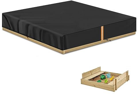 VANSHEIM Outdoor Sand Tray Cover,Black Waterproof Sandpit Covers Elasticated Sandbox Protective Cover for Sandpit,Paddling Pool,UV Protection Oxford Fabric Sand Box Covers 185x185x20cm