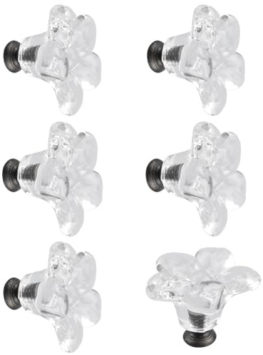 MOROBOR 6 Stück Kristallknäufe für Schranktüren, 43 mm, fünfblättrige Blumen, Glas, Schubladenknauf, Kristall-Türknauf, transparenter Acrylgriff für Kleiderschrank, Schublade, Schrank, Schrank