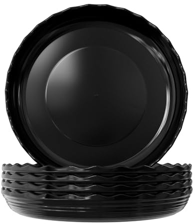 Kunjocy Pack of 5 Durable Black Plant Pot Saucers, Round Flower Pot Flowerpot Saucer Plastic Plant Trays Containers Plant Plate Pots for Indoor Household Outdoor Garden (30 cm)