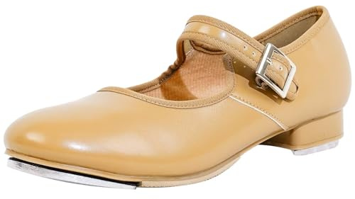 flexdans Krantskor, glidspänne rem patent läder kranskor Mary Jane för flickor kvinnor vuxna, Brun, 40.5 EU
