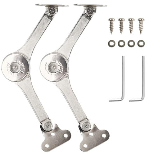Dibotell 2 Stück Deckelstütz Scharnier Zinklegierung Klappenhalter Klappenstütze klappenbeschlag Klappscharnier für Küchenschrank Kleiderschranktür Öffnungswinkel 75°/90°/110°