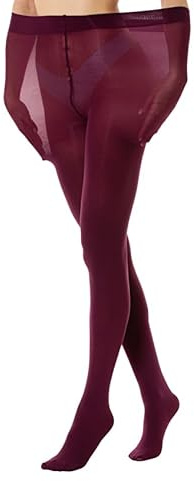 Gi&Gi Pantimedias Opacas para Mujer, Talla Única, Colores Negro, Beige y Marrón, Elásticas, 80 Den, Microfibra Suave, Talla Grande Curvy (FR/ES, Letras, XL, XXL, Regular, Regular, BURDEOS)