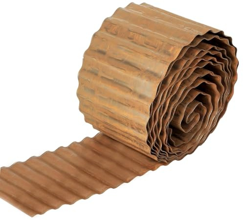 Bordure de pelouse en métal, 20,3 cm x 6,1 m, robuste et ondulée, bordure de jardin, bordure de paysage, bordure de jardin pour parterres de fleurs, pelouses, allées (rouillé)