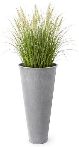 HRB Zinkvase 6 L Volumen – Große Vintage Blumenvase aus Metall – Dekovase für Trockenblumen & frische Blumen – Landhausstil Vase für Wohnzimmer, Garten & Balkon – Ø 18 cm