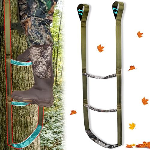 Mydrissu 3 Step Climbing Aider,Climbing Stick Aiders for Hunting Rope Ladders Tree Steps Aider Treestand Gear Camo Foot Ascender Step Plate Stands Saddle Hang Strap Climb Sticks Equipment Tool,Thick