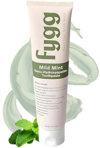 Fygg Fluoride Free Toothpaste, Nano Hydroxyapatite (Mild Mint) | Dentist Recommended - for Remineralizing, Whitening, & Sensitive Teeth - Premium Tooth Paste for Adults & Kids Oral Care (4oz)