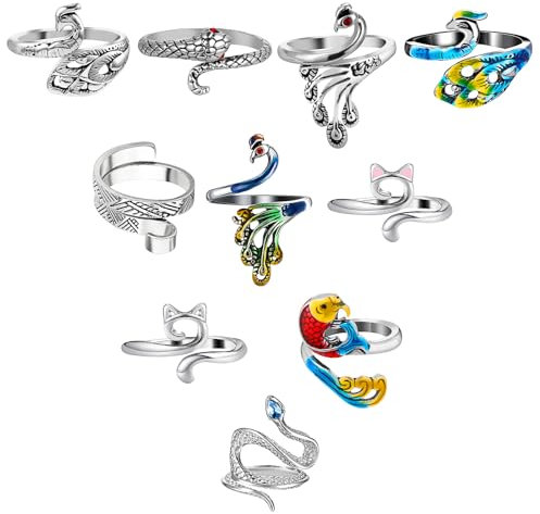 Abeillo 10 Stück Häkelring Einstellbare Crochet Ring Spannung Stricken Häkel Zubehör Schnelles Häkeln Nadelhaken Fingerringe Häkelringe für Frauen Geschenke für Mütter Großmütter