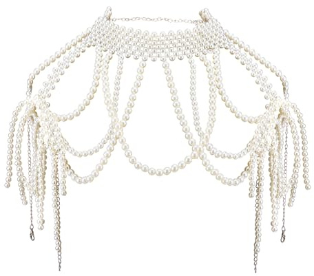 NICENEEDED Perlen Schulterketten, mehrlagige Arm- und Rückenketten aus Boho Stil, Braut Körperkette als Accessoire für Hochzeit, Strand, Sommerparty