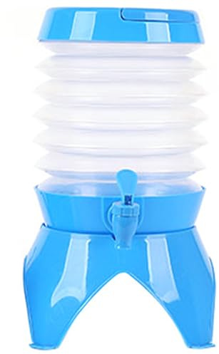Drink Dispenser with Tap 3.5L Collapsible Water Jug BPA Free Plastic Drink Dispenser with Stand, Handle ＆ Screw-Top Lid Portable Camping Water Carrier for Outdoor Party BBQ.
