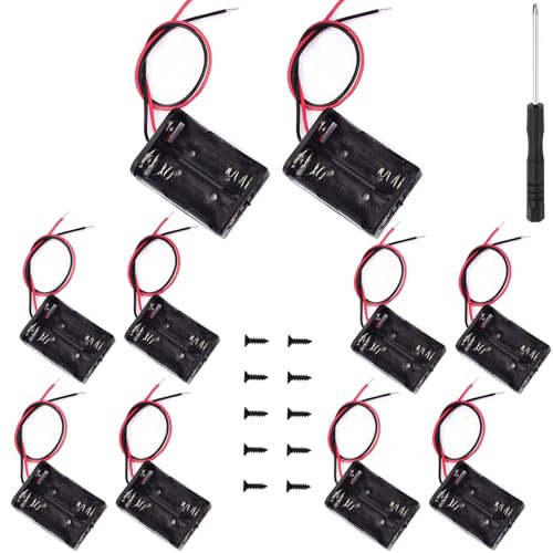 VISSQH 10 Pièces 2 x Support de Batterie 12V 23A,avec Fils Conducteurs Battery Holder Box Case,Boîte à Piles en Plastique 23A,Batterie Stockage Boite avec vis