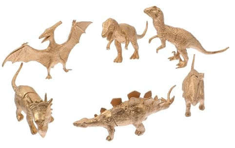 WOONEKY Hohlraum Dinosaurier Modelle 6 Stück Goldfarben Kinder Spielzeug Kognitive Spielfiguren Partygeschenk Und Desktop Deko