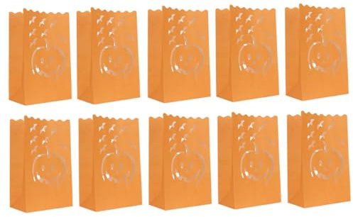 Yardenfun 10stücke Halloween Kürbis Papierlaternen Taschen Feuerfeste Deko Für Kerzen Für Halloween-partys Und Festlichkeiten