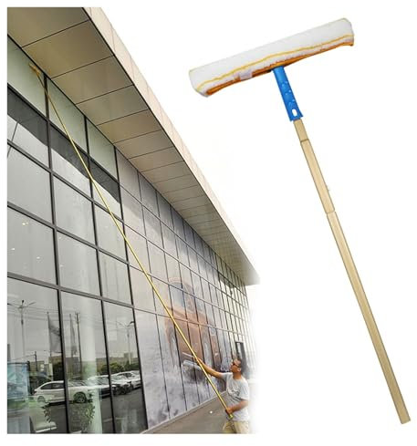 QHZYMX Limpiacristales Limpiador de Ventanas Varillas De Limpieza De Ventanas Extraíbles De 12 M, Kit De Lavado De Ventanas con Barra De Extensión Telescópica, Herramienta De Limpieza