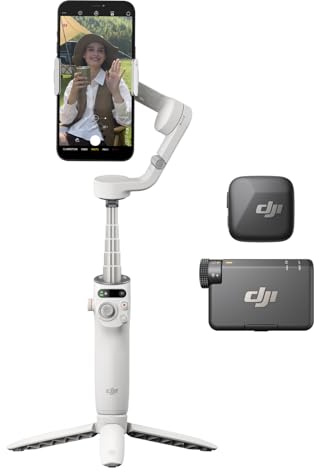 Osmo Mobile 6 (Platin-Grau) + Mic Mini (1 Sender + 1 Empfänger), Gimbal-Stabilisator für Smartphone, Wireless Mikrofon, Detailreicher Audio, OsmoAudio, Aktive Geräuschunterdrückung
