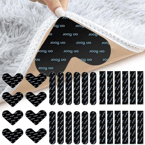 32 Stück Antirutschmatte für Teppich,Teppich Antirutschunterlage DREI Stile Waschbar, Antirutsch Stopper Pads Leicht zu Entfernen, Rutsch Stop für Einfache Teppichreinigung