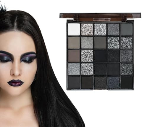 Sombra de ojos Smoky - Sala de ojos Smoky Smoky de 25 colores Matte, Black Smoky | Dark Smoky Eye Shadow Palettes para Halloween, sombra de polvo, kit gótico de ojos ahumados, sombra de ojos de f