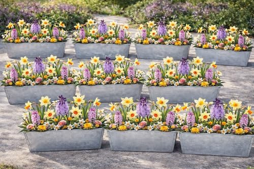 KAMACA 12 Stück Zink Paletten Blumenkasten Einsatz passend für Europaletten Pflanzkasten für Blumen Kräuter Balkonkasten Blumentopf aus verzinktem Metall 38 cm groß (Silber, 12er Set)