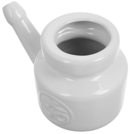 Limpiador Nasal de Cerámica Color Blanco 350ml, Irrigación Sinusal | Enjuague Sinusal, Lavado Nasal Yoga, Botella Limpiador Nasal de Uso Fácil y Suave