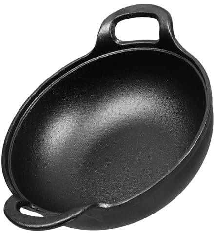 GALPADA Cocotte en Fonte 20 Cm sans Revêtement Poêle à Frire en Fonte Épaisse Marmite Japonaise Cuisson Polyvalente pour Camping Cuisine Maison Ustensile Solide et Facile à Nettoyer