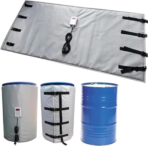 Heavy Duty IBC Drum Heater - 55Gal/275Gal Silicone Rubber Heating Band (0-150℃) W/Temperature Controller For Honey Oil Barrels & 1000L Pails(Grey,55Gallon/200L)