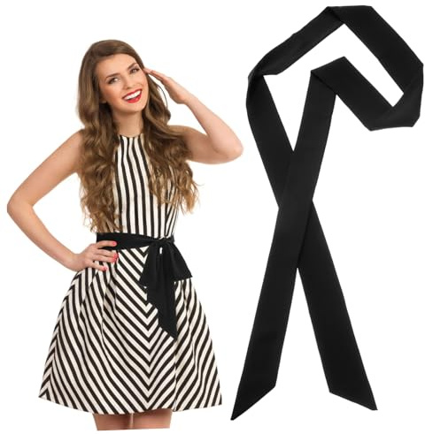 Beavorty Cinturón para mujer, elegante, de tela de gasa, cómodo, decorativo, para vestidos, vestidos y atuendos casuales, fácil cierre de lazo, diseño versátil de color sólido, Negro