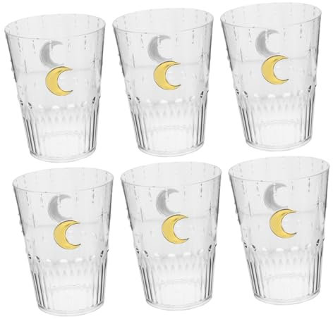 LIFKOME 6piezas Vasos Reutilizables De Plástico Con Diseño Lunar Apilables Para Bodas y Cumpleaños