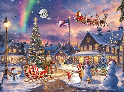 Nattork Jigsaw Puzzle 1000 Pieces for Adults, Christmas Snowy Night,Challenging Adult Puzzles for Christmas Decor & Gift
