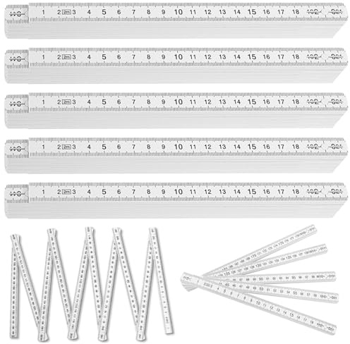 5 pièces mètre 2 mètres – règle pliante robuste, toise portative, établi pliant, mini mètre, idéal pour bricolage, artisans, bois, règle pliante papa, double décimètre