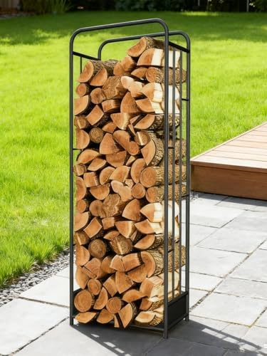 Portalegna in metallo, portalegna da ardere, contenitore compatto e stabile for legna da ardere for interni ed esterni, for camino, patio e cortile(150cm/59in)