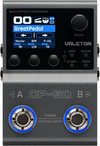 Valeton GP-50 SnapTone Multi-Effects Gitarrenprozessor-Pedal mit Neural Amp Modeler, IR-Loader, USB-Audio-Interface, Drum Machine, Looper, Bluetooth, 100+ Effekten