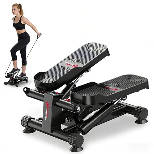 GartistGo Mini stepper hydraulique avec bandes de résistance – Charge maximale : 140 kg, machine à pas à marche douce avec fonctionnement silencieux et intensité réglable pour tout le corps