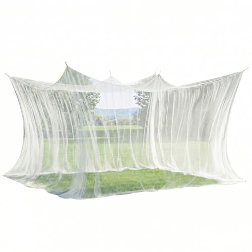 Sekey Moustiquaire de Voyage XXL, Moustiquaire pour Lit Double 300 x 500 x 250 cm, Tente de Camping Fermée, Protection Contre Les Insectes pour Une Utilisation en Extérieur, Terrasse, Blanc
