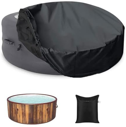 Abdeckung für Whirlpool,Schwimmbadabdeckung Allwetter Garten Rund Poolabdeckung Faltbare Badewannenbezug 210D Oxford-Stoff Anti-UV Staubdicht Hundepool Abdeckung(160 * 30cm)
