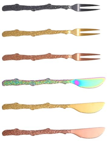 GRADENEVE Set 6 Pezzi Forchette per Dolci e Frutta in Acciaio Inossidabile, Facili da Pulire e Resistenti alle Impronte, per Food Party e Bar Party Colore Casuale