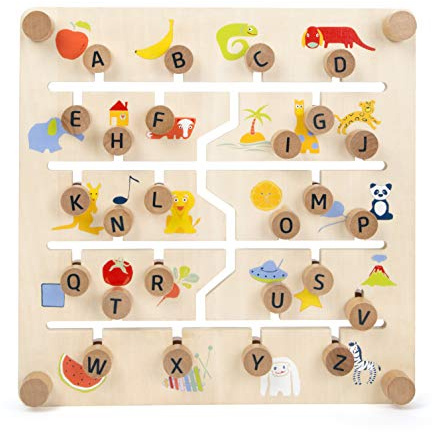 small foot 11299 Schiebebrett Educate aus FSC® 100%-zertifiziertem Holz, lehrt Zahlen und Buchstaben, für Schulkinder