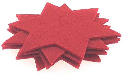 MC Trend Juego de 6 posavasos de fieltro para decoración de mesa de Navidad con diseño de estrellas (juego de 6 unidades, rojo)